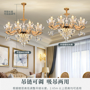 European Style Crystal Chandelier Multi Head E14 LED Round Home Lighting For Living Room Villa <b>Ceiling</b> <b>Light</b> - Product Image 3