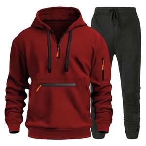 New Men's Sportswear Set <strong>Hooded</strong> <strong>Sweatshirt</strong> <strong>With</strong> Pockets <strong>And</strong> <strong>Zippers</strong> Pullover Fleece <strong>Sweatshirt</strong> <strong>And</strong> Sweatpants Two-Piece Set - Product Image 5