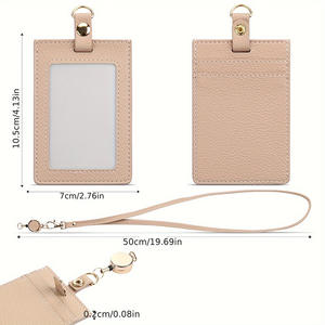 Porte-carte d'identité en cuir PU de style japonais, cordon détachable, porte-badge tendance, accessoire pour le travail, les étudiants, les cartes de repas, etc. - Product Image 2