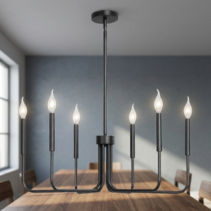 Lustre moderne à 6 lumières fait à la main, éclairage intérieur, lampe suspendue à LED noire avec lumière blanche chaude 2700K - Product Image 3
