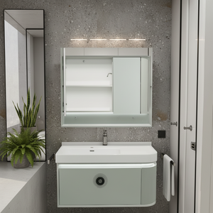 Ensemble de meubles de salle de bain de luxe moderne et minimaliste 2026 sur mesure avec miroir en bois, meuble-lavabo et bar mural pour hôtel - Product Image 1