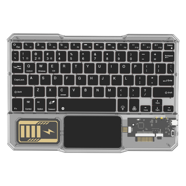 HTDY NEW Acrylic Transparent Mini Wireless Keyboard with 7 RGB Backlight Type-C Interface Ultra Thin Design & Multimedia Keys