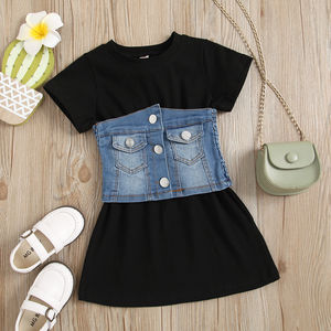 Conjuntos de Ropa de Verano para Niñas de 1 a 6 Años, Camiseta de Manga Corta + Vestido con Cinturón de Mezclilla, 2 Piezas, Conjuntos de Moda para Niñas, Ropa para Fiestas - Product Image 6