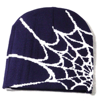 Unisex Y2k Estilo de moda Spider Web Streetwear Jacquard Knit No Cuff Beanie Hat Venta al por mayor