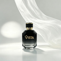 Flacon de parfum carré en verre VISTA 45 ml, pulvérisateur de luxe unique, sérigraphie, col en aluminium, vide