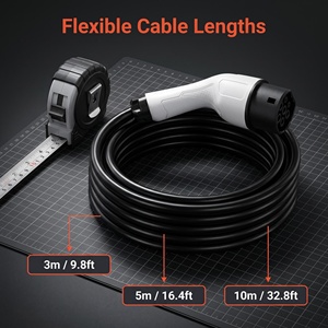 Nouveau câble de charge pour véhicules électriques de type <span class=keywords><strong>2</strong></span>, norme européenne, 32A, 7kW, monophasé, 5m, IP65, étanche, IEC 62196, BYD pour Tesla - Product Image 2