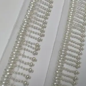 5.5cm handmade black and white beaded pearls rhinstones trimmings