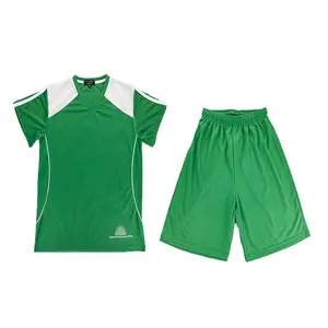 Primary Kids School Sport Uniforms 100% Polyester Green Jersey Sport wear PE Tees With Shorts