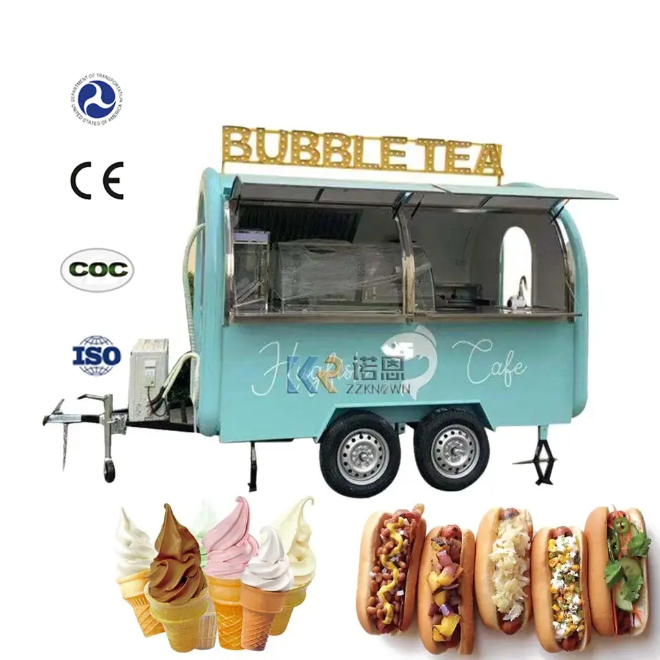 Fully Equipped Food Truck for Sale Europe Customized Concession Bubble Tea Coffee Vending Cart Food Trailer