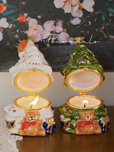 Fourmeals Petit Ours en Céramique <span class=keywords><strong>Arbre</strong></span> de Noë<span class=keywords><strong>l</strong></span> Cadeau Surprise - Pour une Ambiance Festive - Product Image 1