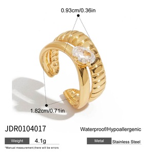 ชุดชุบทอง18K ทำจากสเตนเลสที่ทันสมัยแหวนเปิดรูปทรงกลมสำหรับเจ้าหญิง - Product Image 4
