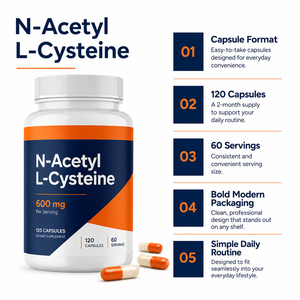 High Quality Natural NAC Capsules with N-Acetyl L-Cysteine Supports Immune System Health Antioxidant Customizable - Product Image 5