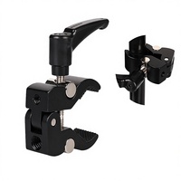 Pince à crabe robuste en alliage d'aluminium, portable, durable, installation rapide, filetage 1/4 3/8 pouces, super pince pour appareil photo reflex numérique et moniteur