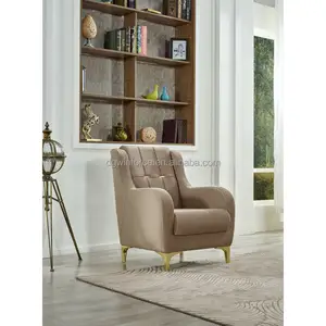 أريكة بذراعين ذهبية بتصميم فاخر للبيع بالجملة من شركة Winforce أريكة بمقعد واحد بنية اللون مصنوعة من النسيج المخملي لغرفة النوم وغرفة المعيشة