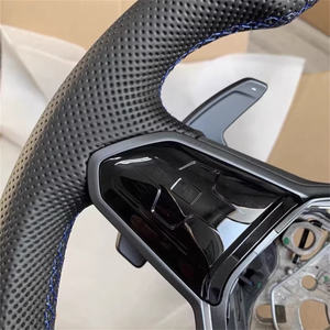 Volant en cuir semi-perforé modifié pour Volkswagen <span class=keywords><strong>VW</strong></span> Golf 7 Mk7 Golf 8 MK8 8R R GTI GTD Jetta Bouton de klaxon - Product Image 2