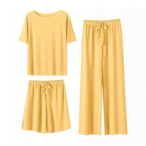 Set da <span class=keywords><strong>donna</strong></span> 3 pezzi <span class=keywords><strong>pigiama</strong></span> Cold Feel Shorts a manica corta 3 pz abbigliamento da notte estivo in seta ghiaccio <span class=keywords><strong>Oversize</strong></span> Homewear Loungwear - Product Image 5