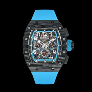 CRONUSART Superventas Moda Tonneau en forma de espiral Reloj de hombre Caja de fibra de carbono Reloj de negocios para hombre