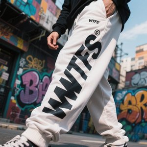 Negozio di Abbigliamento all'Ingrosso, <span class=keywords><strong>Pantaloni</strong></span> Casual da <span class=keywords><strong>Uomo</strong></span> con Logo Personalizzato, <span class=keywords><strong>Pantaloni</strong></span> Jogger in Cotone Grigio a Gamba Larga per <span class=keywords><strong>Uomo</strong></span> - Product Image 2