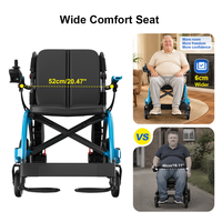 Fauteuil roulant électrique léger en fibre de carbone 15 kg, transformable en déambulateur 4-en-1, double batterie, siège large, capacité 150 kg