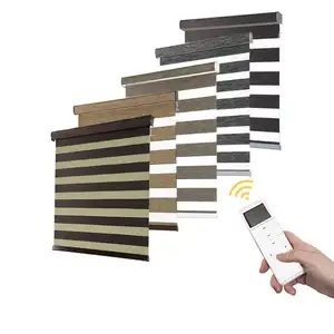 Zebra Blinds Shades Remote Control Wifi Curtain Motorized Smart Window Natural Zebra Blinds