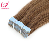 Extensions chinoises à bandes adhésives, 100 % cheveux humains vierges naturels, double trame, pointes doublement tirées, de haute qualité, très demandées pour femmes