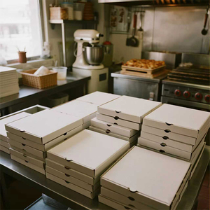 9 inch 12 inch 14 inch tái chế các tông màu trắng Giấy gợn sóng hộp bánh Pizza bán buôn cho nhà hàng giao hàng với logo tùy - Product Image 2