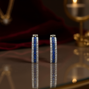 Orecchini a Cerchio E2721 in Oro Bianco con Cristalli, Gioielli Classici da Donna per Uso Quotidiano - Product Image 2