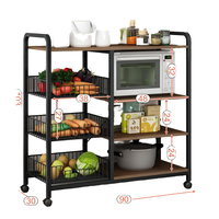 Chariot de cuisine multifonctionnel en acier inoxydable au design moderne 2026, support de rangement sur pied pour four à micro-ondes et ustensiles de cuisine