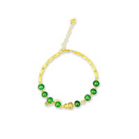 Bracelet en jadéite naturelle de Birmanie de qualité A, perles rondes, charme en forme de gourde, bracelet en jadéite de haute qualité, cadeau en jadéite pour femmes (avec NGTC)