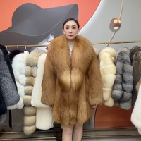 Manteau en fourrure de renard véritable confortable, exporté par une usine chinoise, fourrure de renard teinte, long manteau en fourrure de renard véritable pour femmes