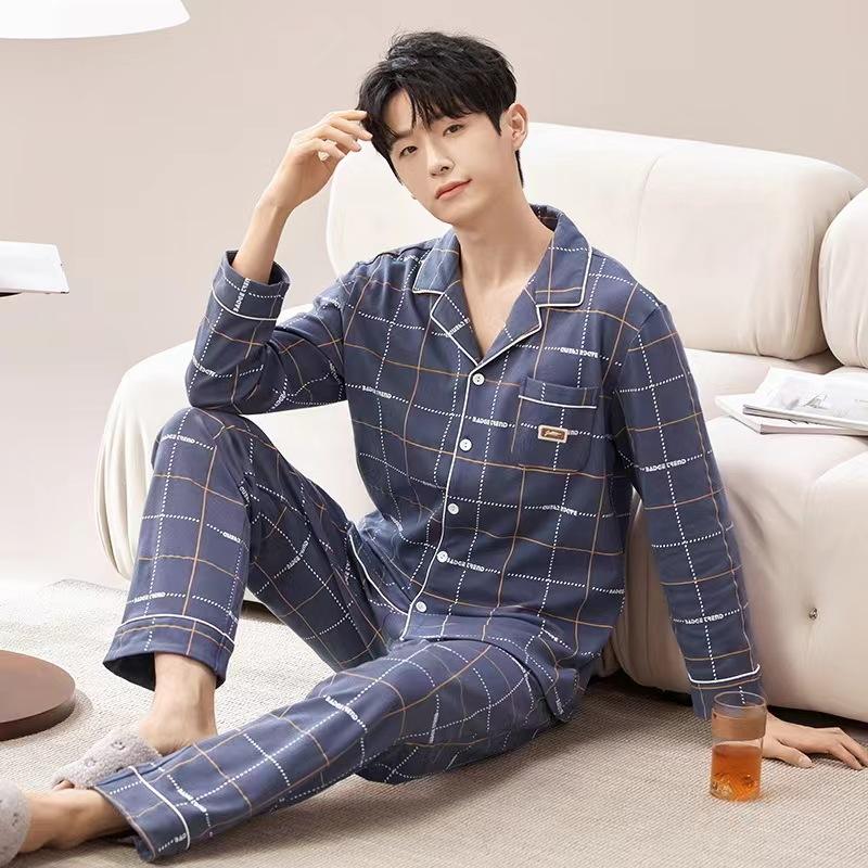 Men's Pajamas Korean Pajamas Online 2pcs Tops Pants Night