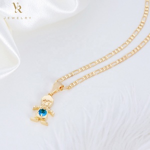 สร้อยคอชุบทอง18K สำหรับเด็กจี้คริสตัลหลากสี12เดือนสร้อยคอหินอัญมณีสำหรับเด็กผู้ชายสำหรับ FP1142แฟชั่นผู้หญิง - Product Image 5