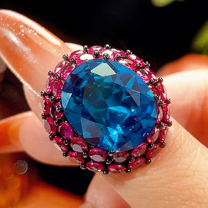 High Grade Eco-friendly Copper Black Gold Plated 15*18mm Red Blue Zircon Hypoallergenic Non-Tarnish Waterproof <b>Wedding</b> Party - Product Image 5