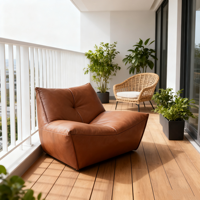Confortable entièrement en cuir véritable une chaise éponge vers le bas en peluche remplissage cadre en bois en acier au carbone noir mat Base de plateau tournant