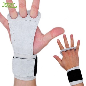 Poignées de musculation en <span class=keywords><strong>cuir</strong></span> de vache épais avec 3 trous, support pour le poignet, protection de la paume, adhérence supplémentaire - Unisexe - Product Image 1