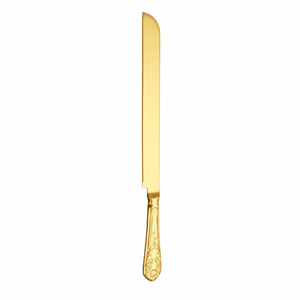 Juego de 2 piezas de cubiertos para pastel de acero inoxidable ecológico, diseño barroco grabado, cuchillo y espátula para eventos, en stock. - Product Image 1