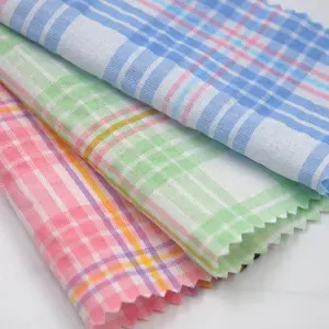 New designs stock woven plain multi color yarn dyed checks plaid 80% polyester 20% cotton fabric for kid garment