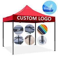 Tente pliante pop-up 3x3m avec logo personnalisé, cadre robuste noir, tissu Oxford imperméable, gazebo pliable pour salon professionnel