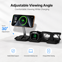 Station de charge sans fil pliable 3-en-1 avec chargeur rapide pour iPhone/iWatch/Ray-Ban Meta, port Type-C, logo personnalisé, vente en gros OEM