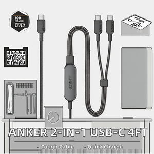 <span class=keywords><strong>Cable</strong></span> USB-C a USB-C 2 en 1 de 4 pies, Nailon Ultra-Duradero, Carga Rápida de 3A, 140W Máx. para <span class=keywords><strong>iPhone</strong></span> 15 - Product Image 2