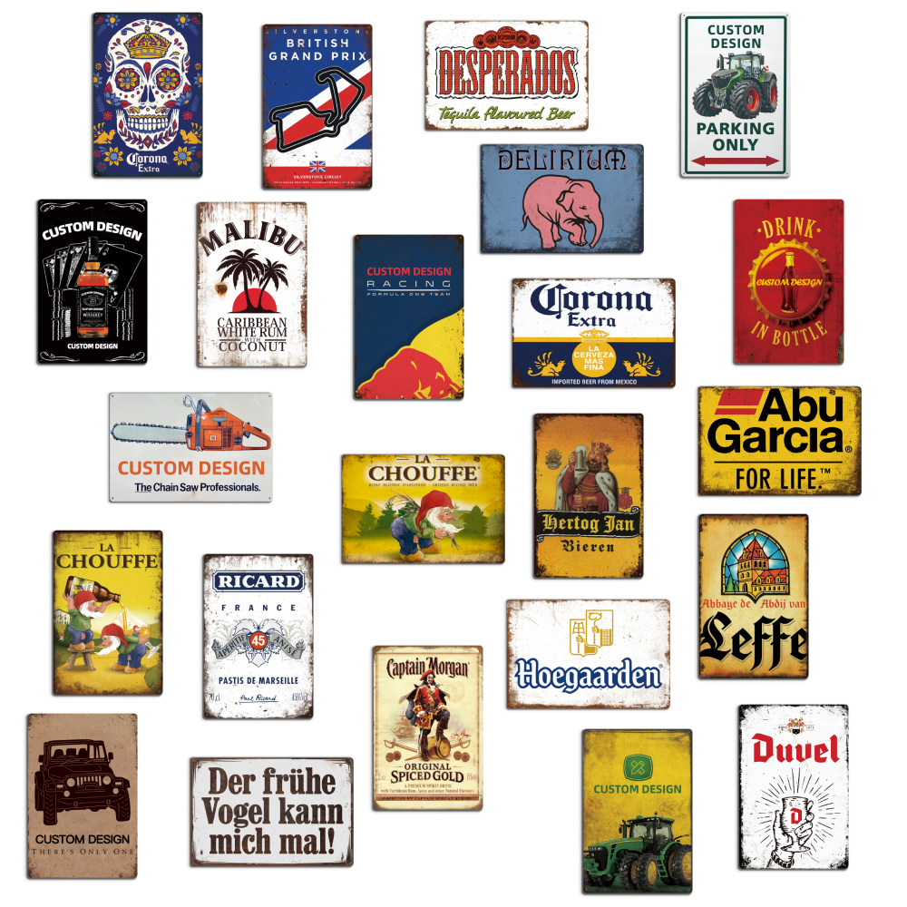 Wholesale Embossed Vintage Tin Plate Car Tractor Metal Signs Glossy Retro Tin Signs