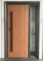 Porte d'entrée principale en aluminium moulé résistant aux intempéries, traitement de surface imitation bois, anti-rouille, porte extérieure