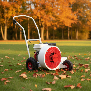 Souffleur de voirie thermique portatif blanc avec ventilateur rouge, alimenté par moteur, pour le nettoyage des surfaces en béton - Product Image 6