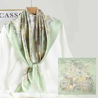 Écharpe en soie florale de qualité supérieure 90x90cm, écharpe en soie twill, style ethnique, protection solaire estivale, accessoire de mode