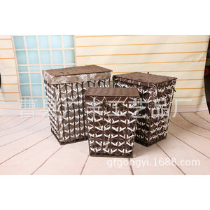 Square <b>Wicker</b> <b>Laundry</b> <b>Basket</b> With Lid Handmade Storage Organizer For Clothing <b>Laundry</b> Room Standing Type GF 15 - Product Image 4