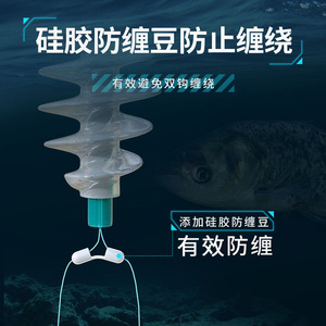 Ligne de pêche Aohu à double hameçon spiralé pour la pêche à la carpe argentée et à la carpe à tête de poulpe, hameçons Ise Ni pré-noués. - Product Image 3