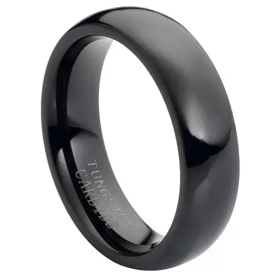 High polished black tungsten ring 6mm