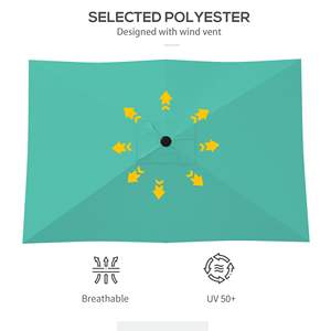 Db <b>Outdoor</b> Rectangular Patio <b>Umbrella</b> 6.5 X 10 Teal Crank Tilt Aluminum Pole Contemporary Design - Product Image 3