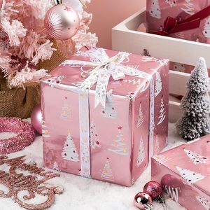 Colored aluminum coated <b>Christmas</b> gift <b>wrapping</b> <b>paper</b> with white <b>Christmas</b> tree pattern multiple colors available for selection - Product Image 1