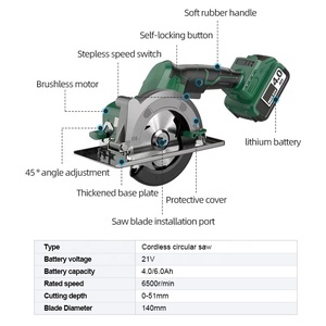 Kit d'outils : Marteau électrique, Perceuse à percussion, Meuleuse d'angle sans balais, Clé à chocs sans fil, <span class=keywords><strong>Scie</strong></span> <span class=keywords><strong>circulaire</strong></span> portative – Ensemble d'outils combinés OEM - Product Image 2